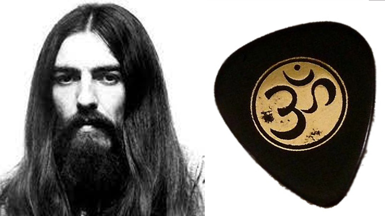 Símbolo OM, púa de guitarra de George Harrison